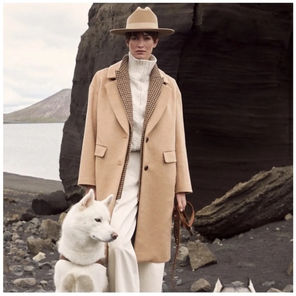 NWT Women’s Banana Republic Classic Sunday Wool Blend Camel/Tan Pea Coat Size M - Picture 4 of 8